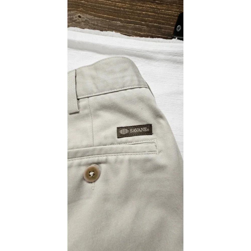 Savane Mens Stone Pleated Chino Pants‎ 32x30 Cotton Cuffed Khaki Trousers MC423